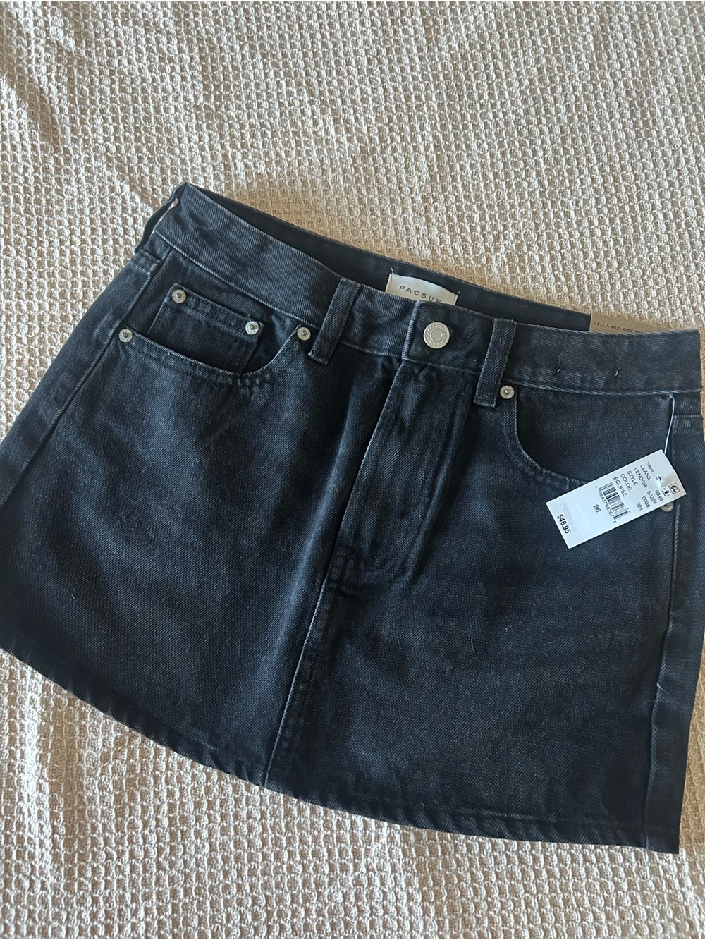 PacSun Black Denim Mini Skirt with Front Pockets